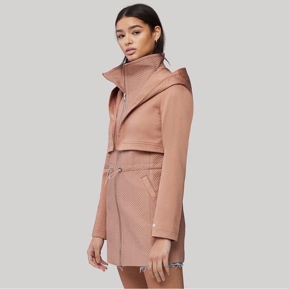 Soia & Kyo | Enora Mixed Media Jacket Coat With Dramatic Hood Size XL Clay Color - Picture 1 of 8